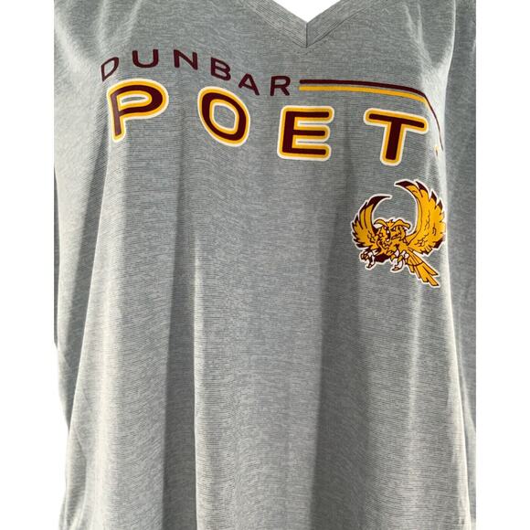 Women's V-neck Dunbar Poet Short Sleeves Lightweight Gray T-Shirt Size XL - Picture 3 of 5